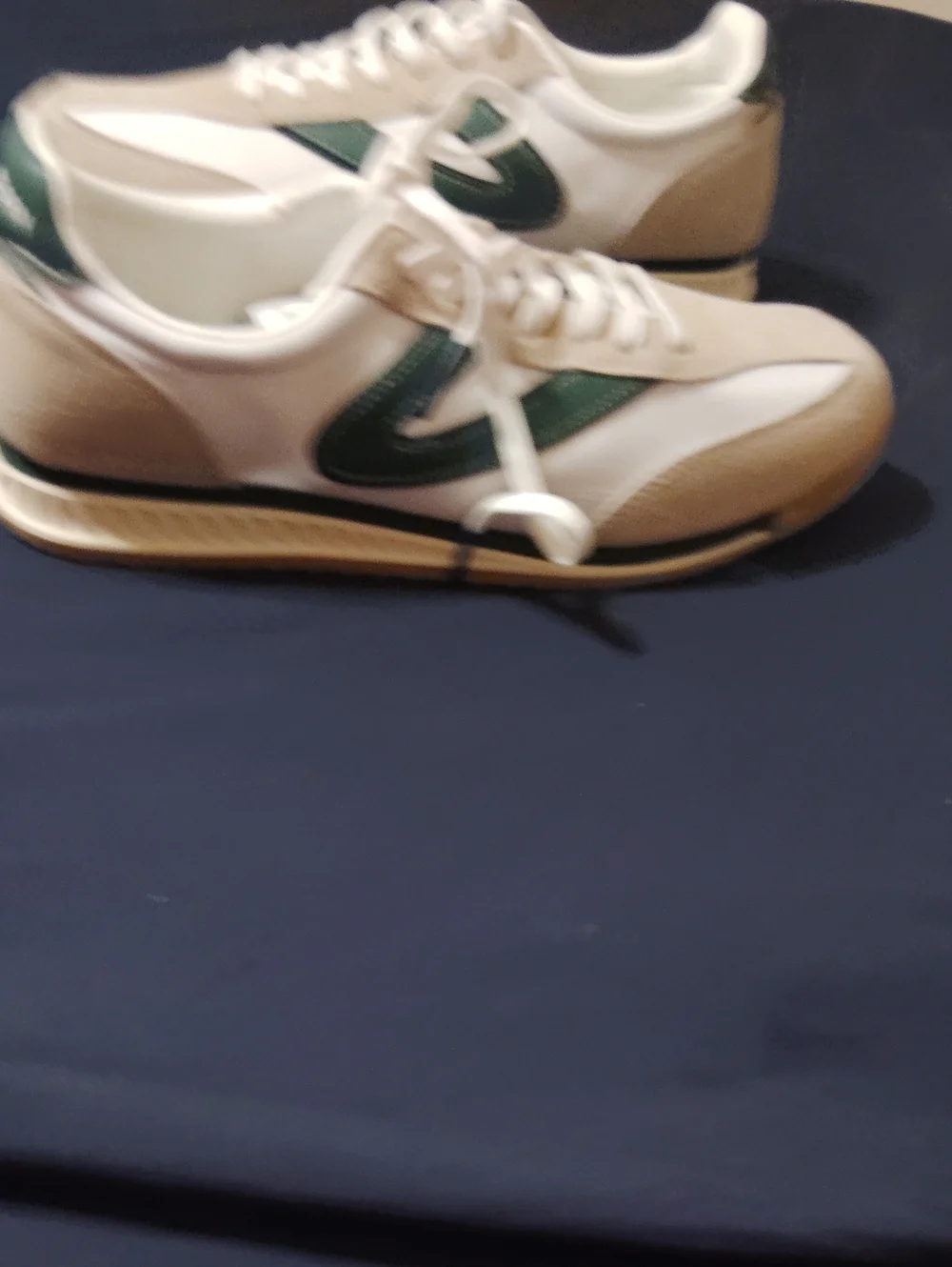 Tretorn Cream and Green Retro Runner Sneakers